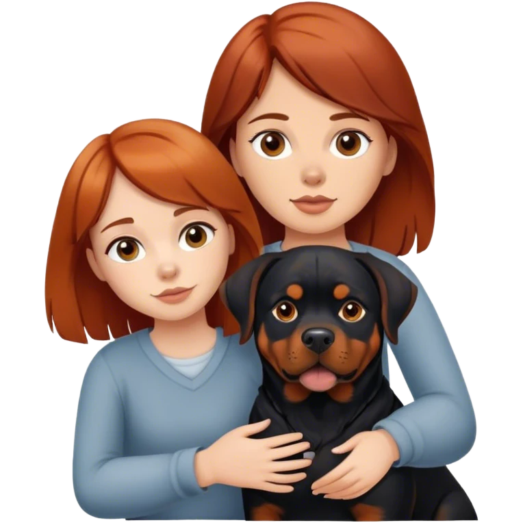 auburn haired girl with rottweiler dog emoji