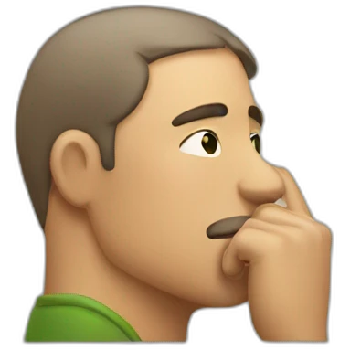 man thinking with hand on his chin emoji