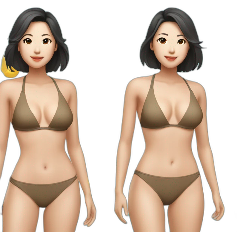 Sexy soft-fit wasian woman bikini (beach body) soft face emoji