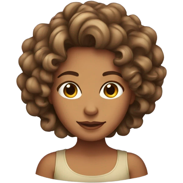 Girl with tanned skin with curly hair emoji