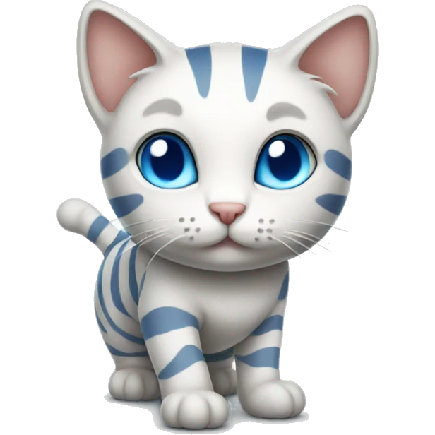 standing white striped cat with blue eyes emoji