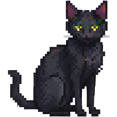 skinny black cat with yellow eyes emoji