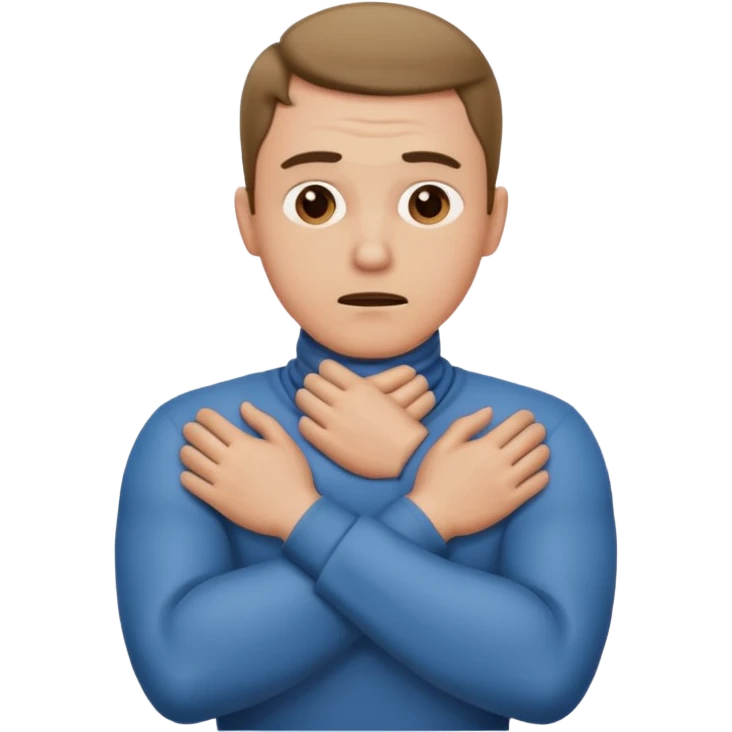 man choking himself emote both hands around neck arms crosse emoji