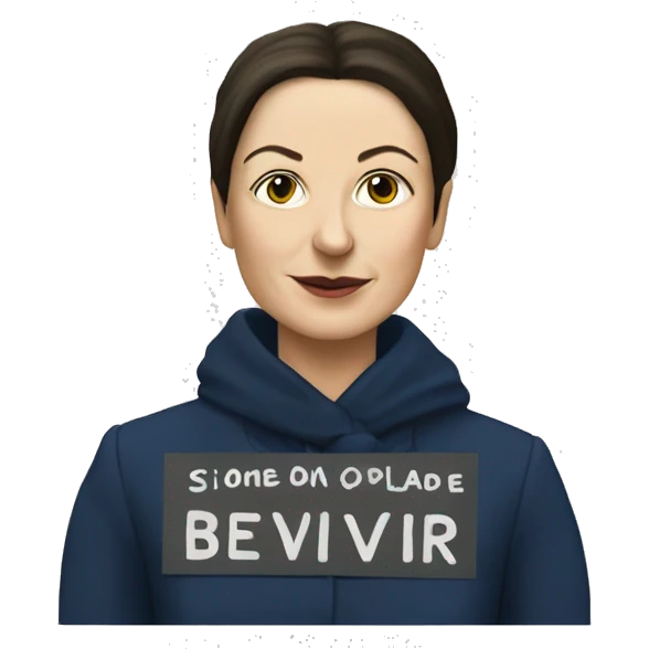 Simone de bevoir with sign with her name emoji