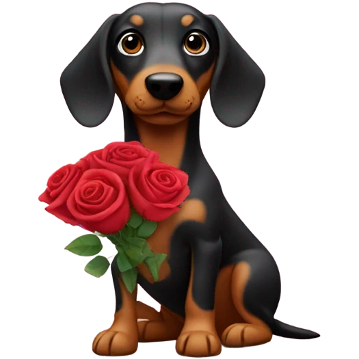 Sausage dog giving roses  emoji
