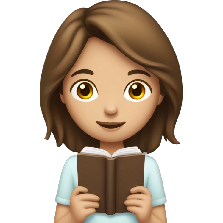 A girl with brown hair is reading a book. emoji