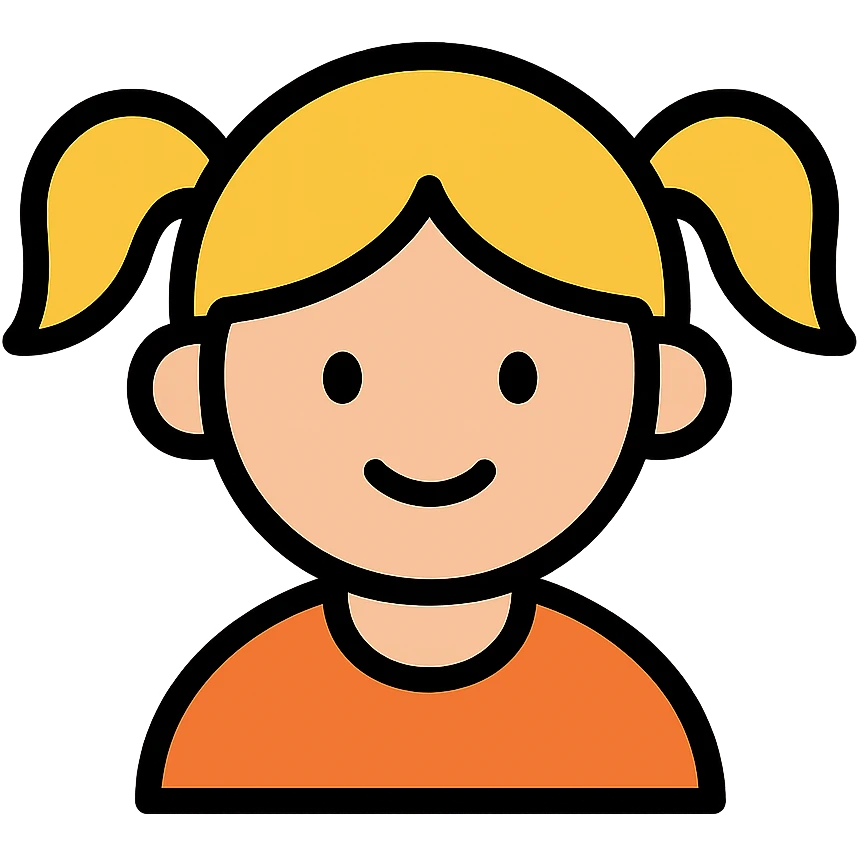 A young girl with pigtails, simple icon style emoji
