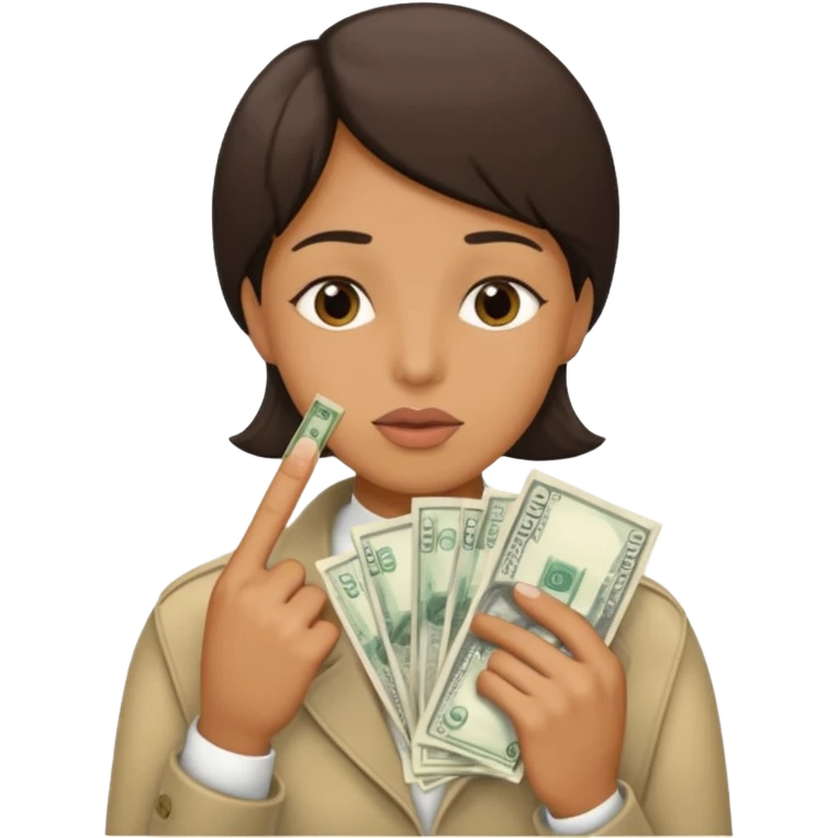 un banco de dinero y una persona haciendo gesto de silencio emoji