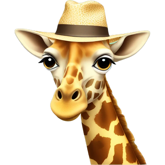 Giraffe wearing a sun hat emoji