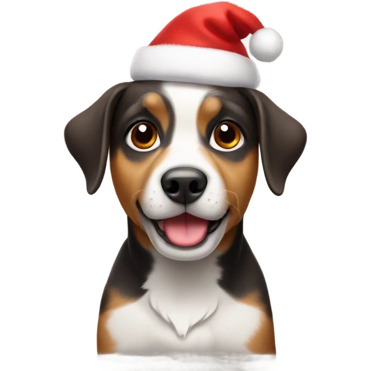Cute Dog Wearing A Christmas Hat emoji