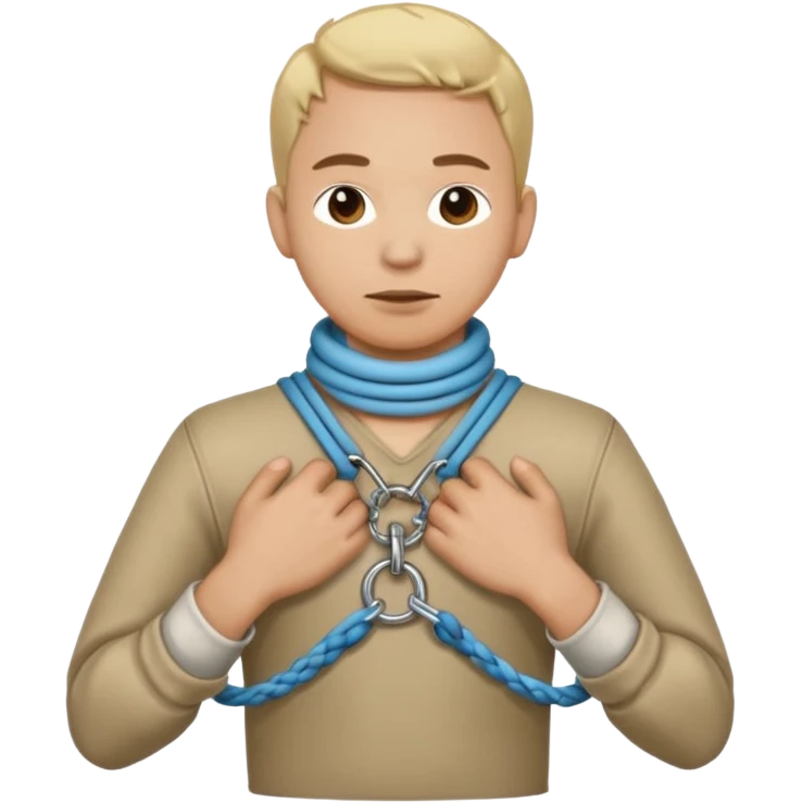 emoji of man tied up( he needs to have his hands tied with a leesh on emoji