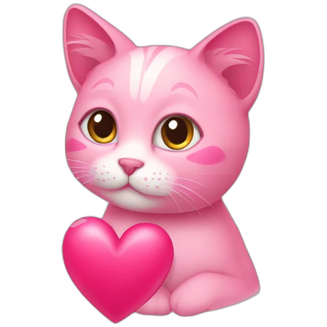 pink cat with heart emoji