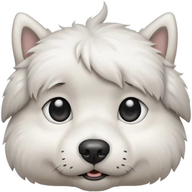 a white dog with a gray stain on one eye emoji
