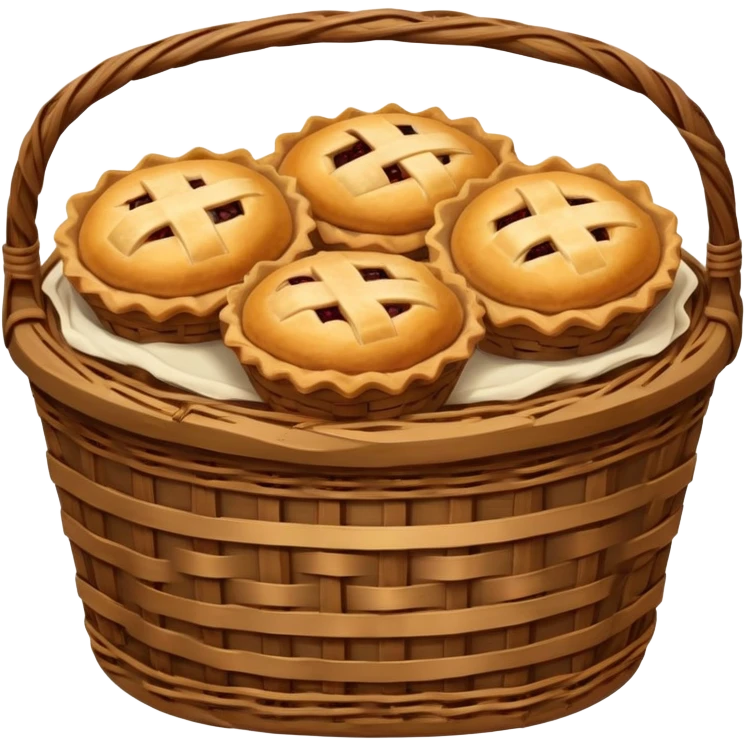 Brown wicker basket with pies emoji