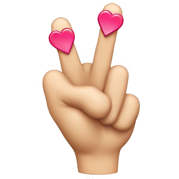 middle finger with hearts emoji