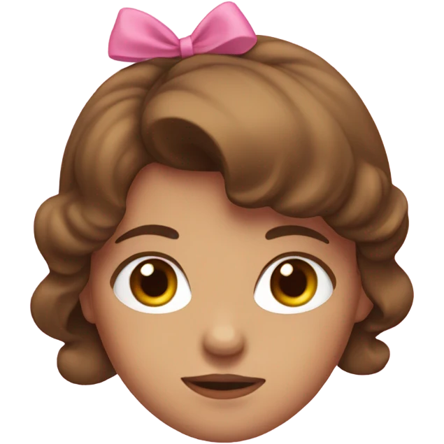 Girl with brown Hair and a bow pink in her hair emoji