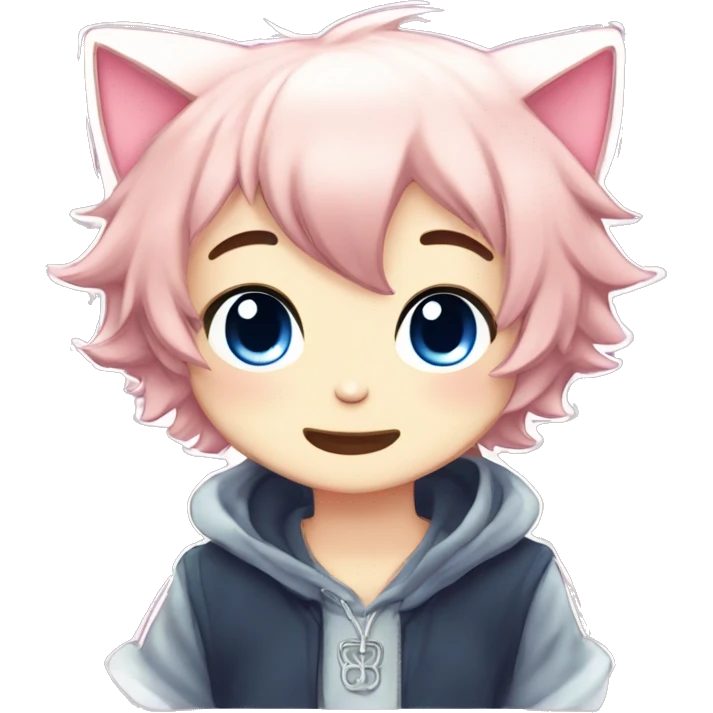 Cute Kawaii Beautiful Gorgeous Sparkly Shiny Blushing Anime Style Catboy emoji