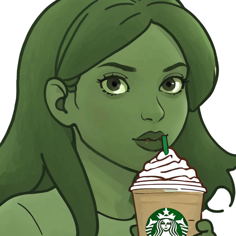 Pretty girl drinking Starbucks emoji