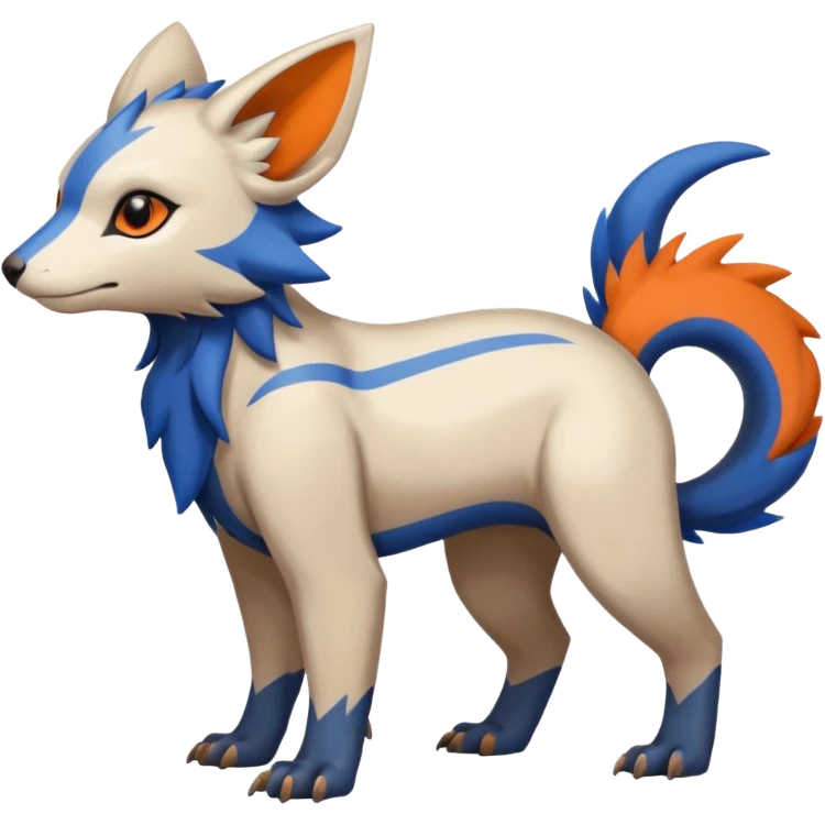 Shiny Brown with Beige, Orange, And Blue Linoone-Absol-Trico-Hybrid (Full body) emoji