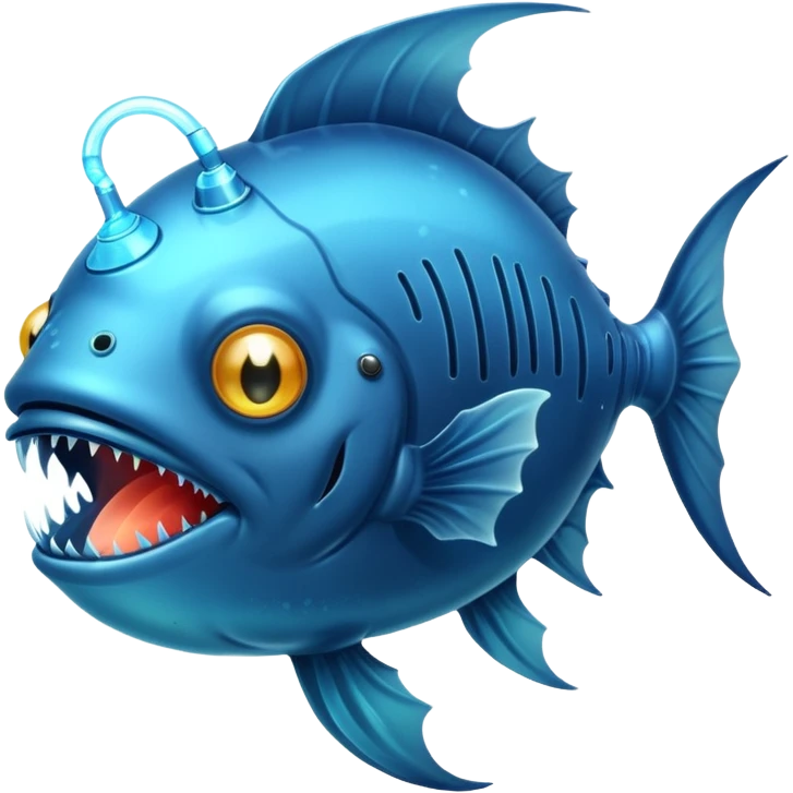 anglerfish with the light dangling in front of it with black back ground emoji