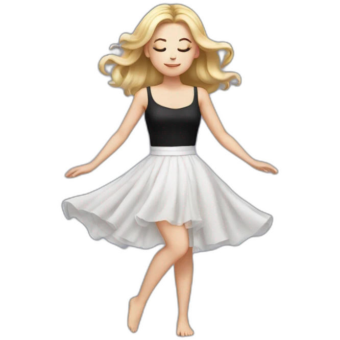 White Girl dress in black dancing with the eyes closed emoji