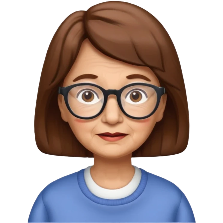 grandma, brown hair,glasses emoji