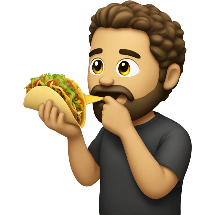 Bearded man eating a taco emoji