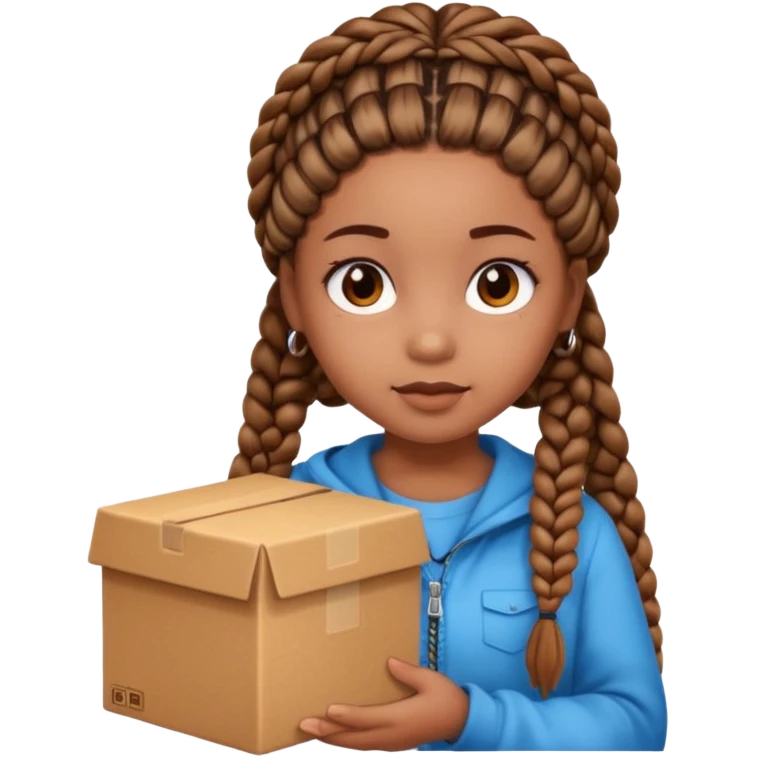 A girl with box braids and a little fat and cute emoji