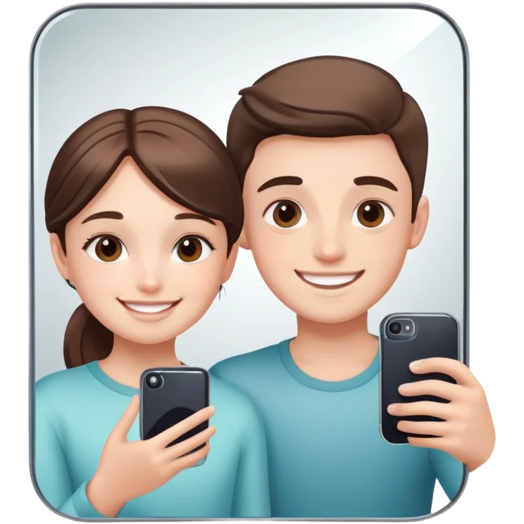 Boy and girl taking mirror selfie  emoji