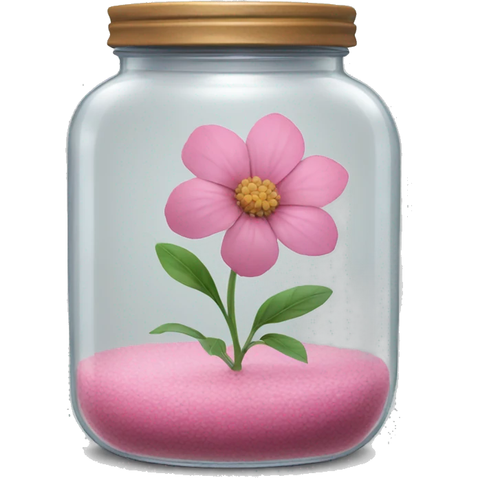 Realistic pink flower in a transparent jar emoji