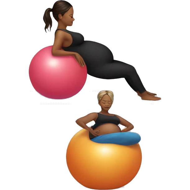 Pregnant Kelly on a yoga ball emoji