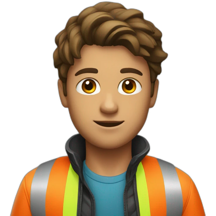 young guy with red bike helmet wearing a high visibility jacket emoji