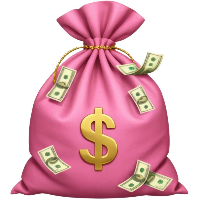 cash spilling out the top of a pink sack emoji