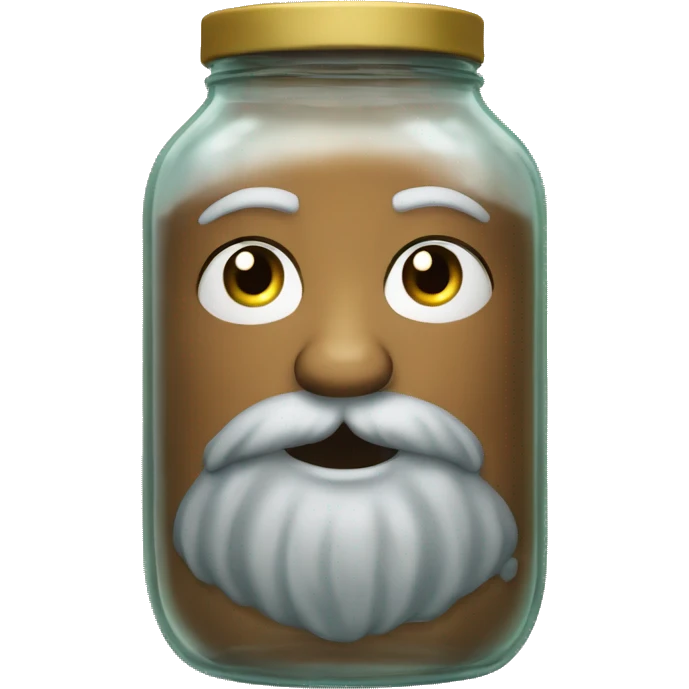 Anthropomorphic glass jar with beard emoji