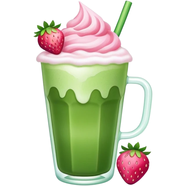 Iced matcha with strawberry cold foam emoji
