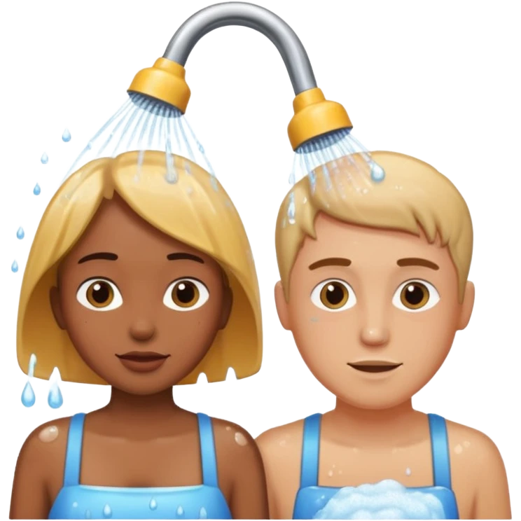 a woman and man showering emoji