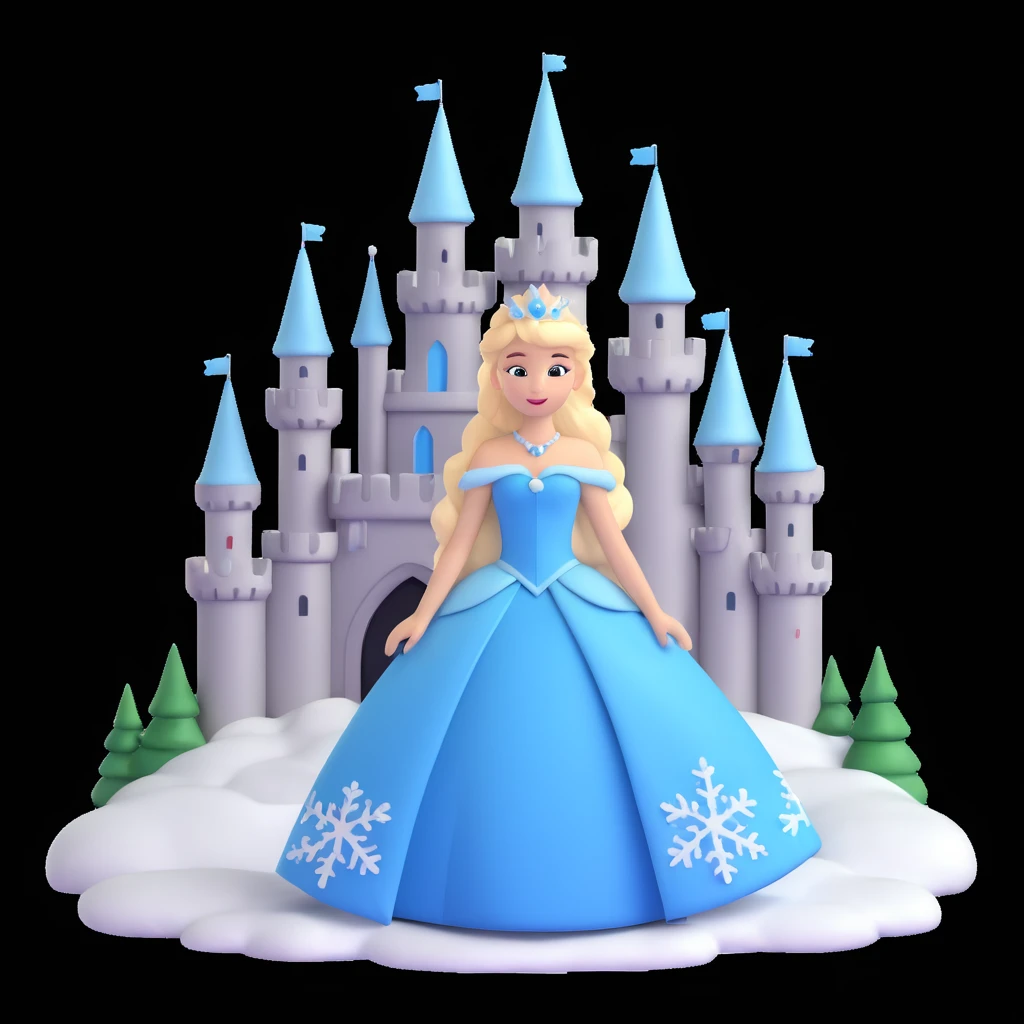 girls in a  snow princess dress, snow castle background emoji
