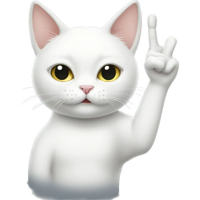 White cat with middle finger up emoji