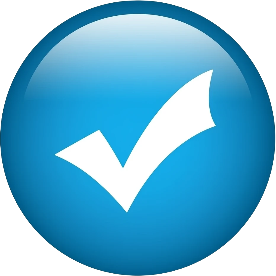 Mach ein helles baby blauen Kreis mit ein weißen haken in der mite emoji