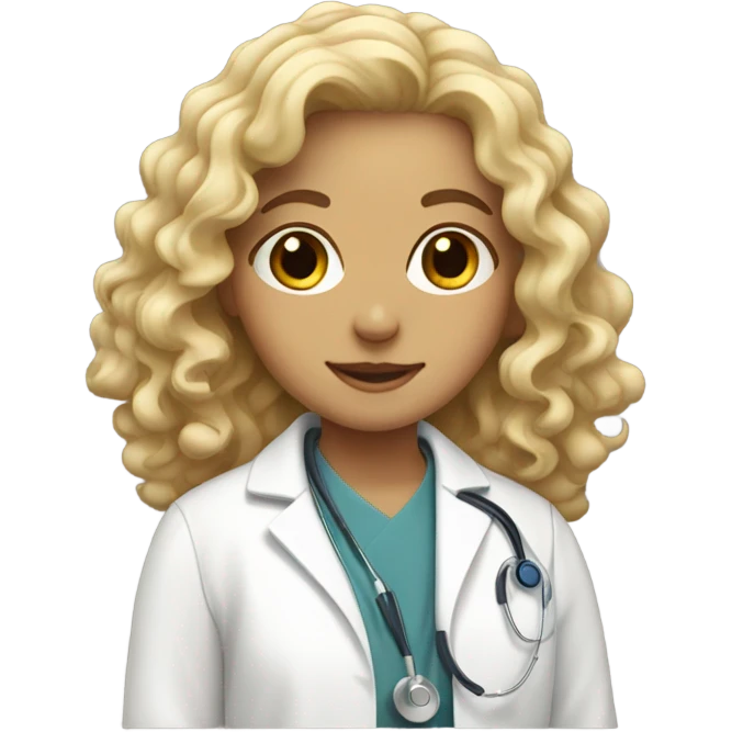 blonde curly girl in doctors coat emoji