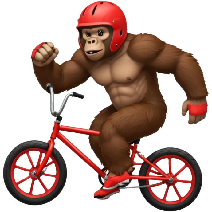 Gorilla wheeling a red BMX bike emoji