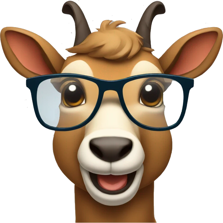 happy smart smiling brown chamois with glasses emoji