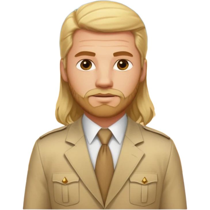 male blond long hair agent with short beard in egypt with pyramid. bit more fat emoji