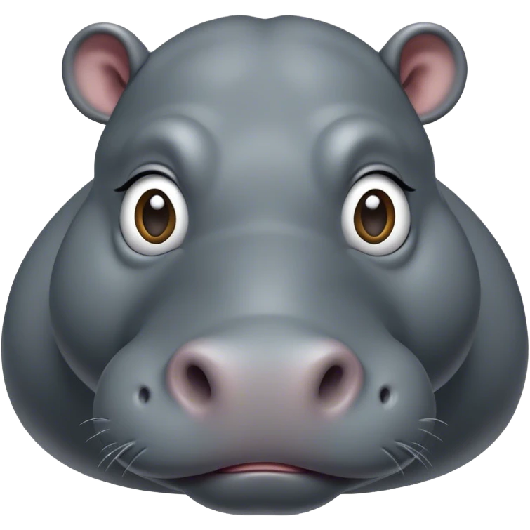Cinematic Noble Hippo Portrait Emoji, Poised and regal, with a massive, robust build and a smooth, well-groomed slate-gray hide, deep-set soulful eyes, Simplified yet sharp and sophisticated features, highly detailed, glowing with a soft, dignified glow, high shine, intelligent and calm, stylized with an air of riverine majesty, focused and attentive, soft glowing outline, capturing the essence of a watchful and confident water-dweller, so majestic it feels as though it could lumber out of the screen with effortless authority! emoji