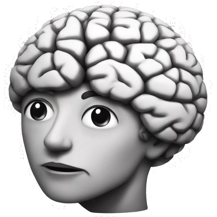 just a brain emoji in black and white 2d  emoji