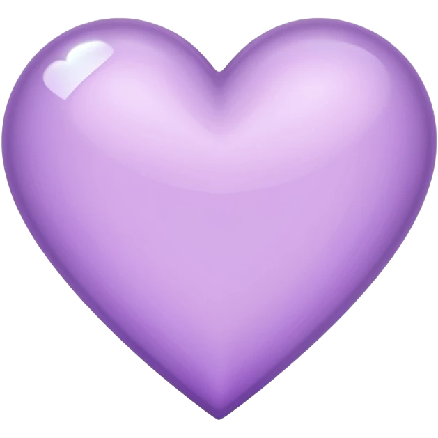 A light purple heart emoji that has the same shape as a normal heart emoji and light reflecting is from the tip of the heart and in straight shape emoji