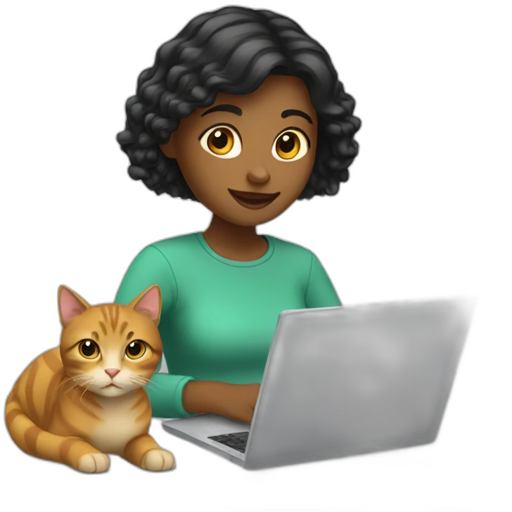 Girl with a cat and a laptop emoji