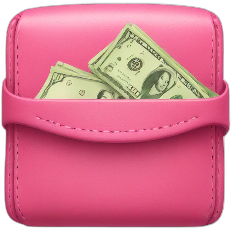 pink wallet with money emoji