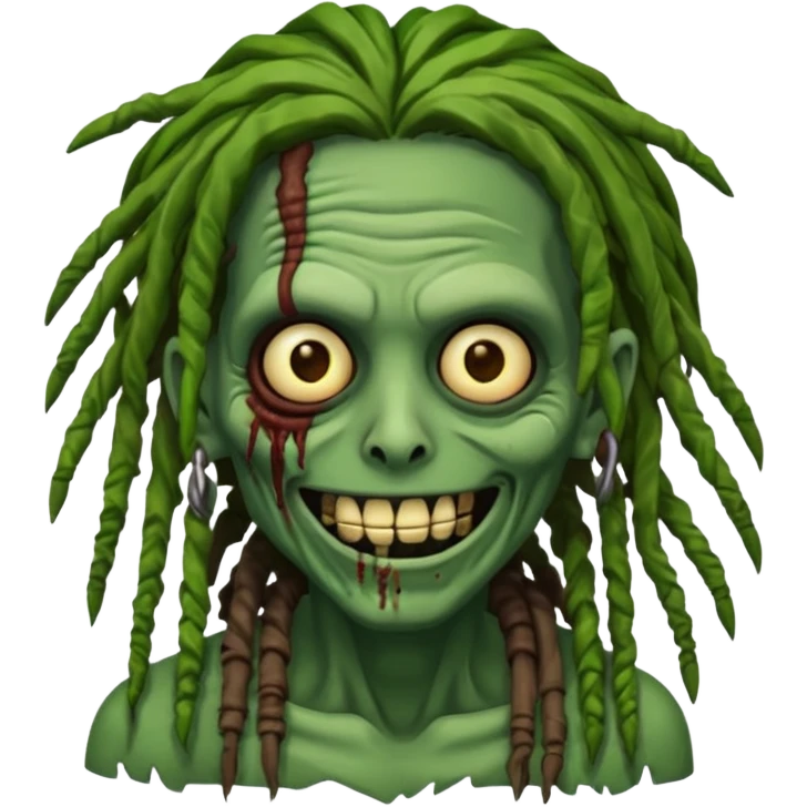 Make a image of a zombie with dreads make it like a emoticon not as scary emoji