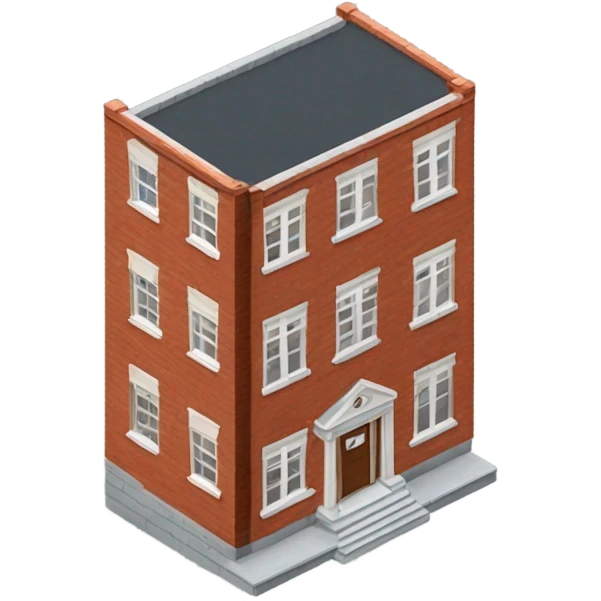 isometric two storey round red brick building emoji